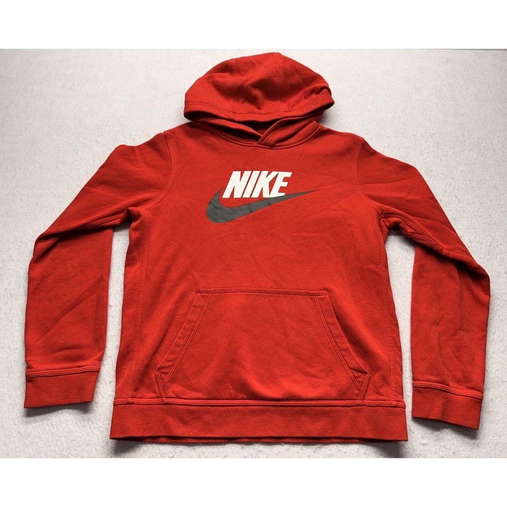 Nike Sportswear Club Fleece Hoodie Red Boys Youth XL 18-20 Pullover Graphic